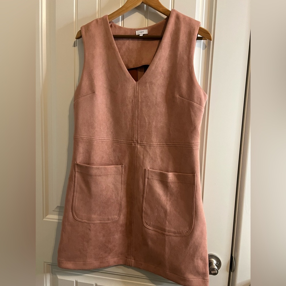 VOY Dress Women’s Faux Suede Jumper Blush Pink Color size Large